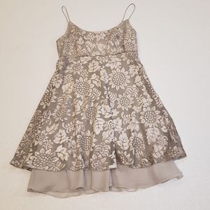 Saks Fifth Avenue Gray Velvet Floral Mini Dress